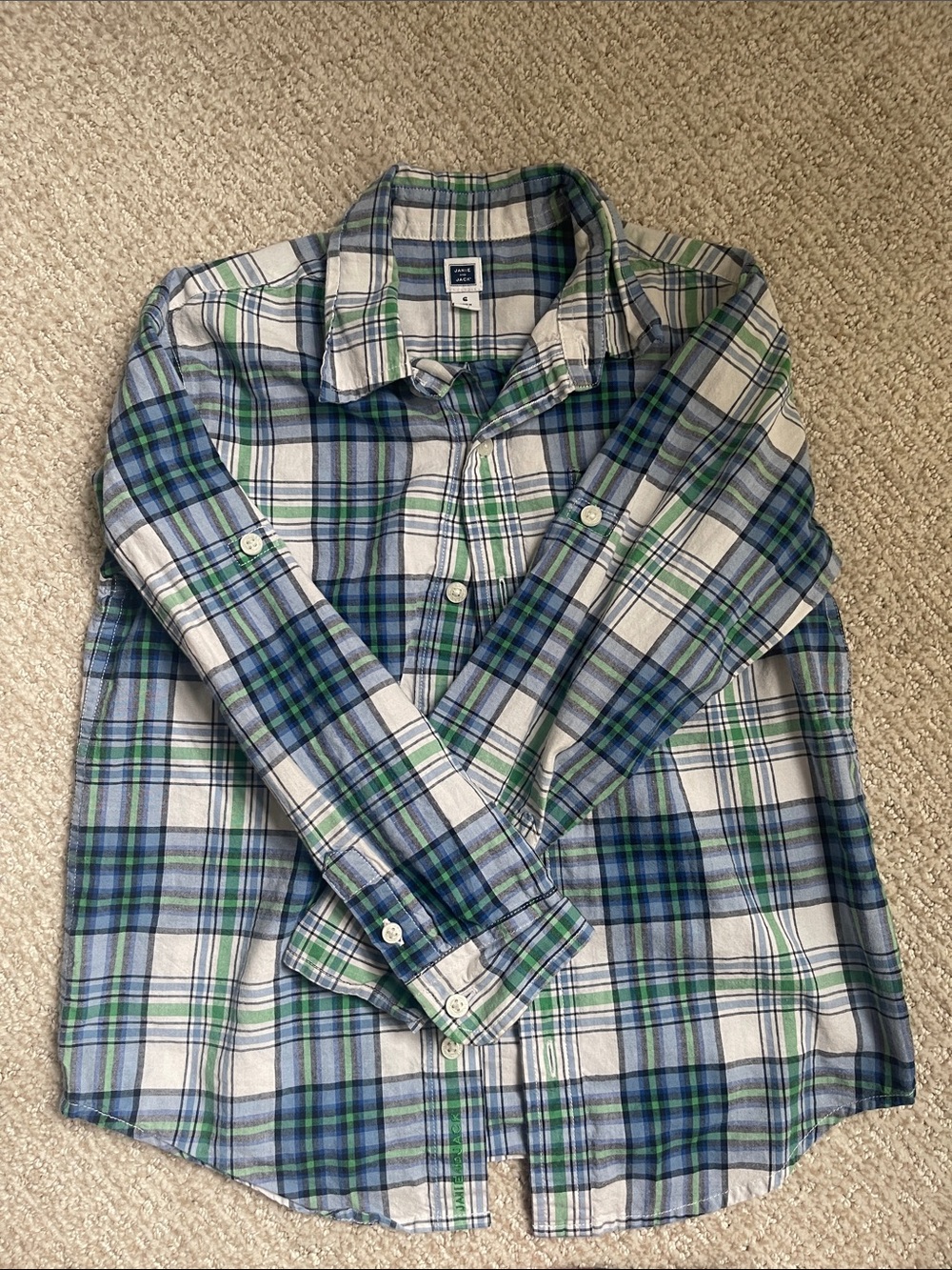 Janie and Jack Boys Plaid Button Down Size 6 Like New